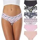 AUFU Women’s Laser Cut Bikini Underwear Hipster Panties for Women Stretch Comfortable No Show Panties 6 Pack, Multicolor, Large