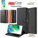 For Samsung Galaxy S21 FE Wallet Leather Flip Slim Case Cover + Screen Protector
