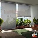 HIPPO Roller Blind Curtain for Outdoor Shade HDPE Corded 90% Sun & UV Protection, Air Flow Design, Light Filtering Balcony Roll-up Blinds (Charcoal-Grey, 4FTX9FT)