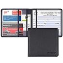 Wisdompro Car Registration and Insurance Documents Holder - Premium PU Leather Vehicle Glove Box Paperwork Wallet Case Organizer for ID, Driver's License, Key Contact Information Cards - Black