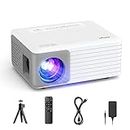 Mini Projector with Projector Stand, 1080P Full HD Supported Portable Projector, AKIYO Phone Projector for Home Theater, Movie, Outdoor, Compatible with iOS/Android/HDMI/USB/TV Stick/PC