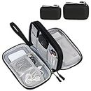 FYY Electronic Organizer, Travel Cable Organizer Bag Pouch Electronic Accessories Carry Case Portable Waterproof Double Layers All-in-One Storage Bag for Cable, Cord, Charger, Phone, Earphone, Black,