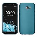 kwmobile Case Compatible with Samsung Galaxy A5 (2017) Case - Soft Slim Metallic TPU Silicone Cover - Metallic Caribbean Blue