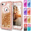 For iPhone 6 6s 7 8+ Plus Hard Liquid Glitter Shockproof Case Screen Protector