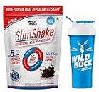 WILD BUCK SlimShake Meal Replacement Shake, High Protein Weight Loss & Lean Meal Shake, Low Carb Protein Blend, Rich in 12 Vitamins & 10 Minerals, Weight Control & Management Protein Shake 15g Protein, 4.1g Dietary Fiber & Digestive Enzymes | Fat Burning Meal Replacement Shake for Men and Women [Chocolate Cream, 500g] Free Shaker