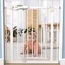 Baybee Auto Close Baby Safety Gate for Kids, Extra Tall Baby Fence Barrier Dog Gate with Easy Walk-Thru Child Gate | Baby Gate for House, Stairs, Door | Safety Gate for Baby (White 75-85cm)
