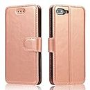 QLTYPRI Case for iPhone 7 Plus 8 Plus, Premium PU Leather Simple Wallet Case with Card Slots Kickstand Magnetic Closure Shockproof Flip Cover for iPhone 7 Plus 8 Plus - Rose Gold