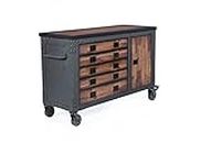 Duramax 5-Drawer Rolling Tool Chest with storage tool cabinet for Home, Garage & Workshop, Heavy duty reinforced industrial furniture, Vintage look storage cart, Wheel chest trolley, 122x51x94 cm