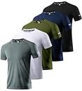 Boyzn 5 Pack Workout Shirts for Men Short Sleeve Mesh Quick Dry Athletic Gym Active Moisture Wicking Tee Shirts 5P04-M