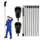 LrqzHsyl Gutter Cleaning Tools,10.5 feet Long Gutter Cleaning Tools from The Ground ，Gutter Cleaner Ability to Easily Clear roof Leaves and Debris（8 Stainless Steel Tubes and 2 Black Brush Heads）
