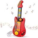 Kids Guitar 2 in 1 Musical Instruments for Kids Piano Toddler Toy Guitar with Strap Electric Guitar for Kids Music Toys for 3 4 5 Year Old Boys Girls Birthday (Red)
