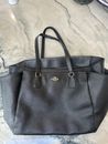 Coach Black Diaper Leather Bag Baby Bag Repaired handle P01