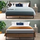 Artiss Metal Bed Frame Queen Double King Single Size Mattress Base Platform Wood