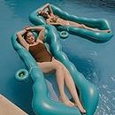 Float Joy Mesh Pool Float with Detachable Cup Holder, Inflatable Pool Lounger, Pool Hammock, for Kids & Adults, Summer Pool Parties, suntanning and Sunbathing