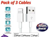 3 X Fast Charge USB Cable Charger for Apple iPhone 7 8 6s iPad X XS 12 Cord Lead