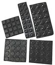 Black Self-Adhesive Bumper Pads 82-Piece Combo Pack (Round Spherical Square) - Noise Dampening Rubber Feet for Cabinets Small Appliances Electronics Picture Frames Furniture Drawers Cupboards
