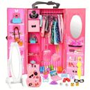 1pc Fashion Dollhouse Furniture Doll Wardrobe Plastic Portable Closet Can Collect Doll Clothes And Accessories Diy Birthday Christmas Gift Children Game Miniature Princess Toys