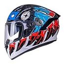 VCOROS Full Face Motorcycle Helmet X9 with Inner Sun Visor and Bluetooth Ready Speaker Pockets DOT Approved Motorbike Moto Street Bike Racing Helmet(Indian Eagel, XL)