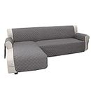 Easy-Going Sofa Slipcover L Shape Sofa Cover Sectional Couch Cover Chaise Lounge Slip Cover Reversible Sofa Cover Furniture Protector Cover for Pets Kids Children Dog Cat (X-Large,Gray/Gray)