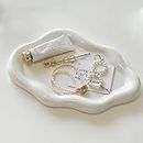 Ceramic Jewelry Dish for Women, Jewelry Tray Trinket Dish, Irregular Cloud Shape Ceramic Plate, Watch Keys Tray Ring Dish Holder for Mother's Day/Christmas/Thanksgiving/Birthday Gift(White)