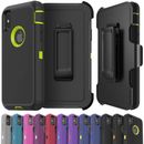 For iPhone XS Max XR 11 12 13 14 15 Defender Case Cover with Belt Clip Holster