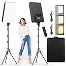 2-Pack 16'' LED Video Light Kit, Heorryn 2700-7500K Dimmable Photography Lighting with Remote and 75inches Stand, CRI 96+ Studio Lights for TikTok, YouTube, Game Streaming, Video Photography