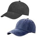 L.K. Apparels & Accessories Brand A Adjustable Unisex Cap Quick Drying Sun Hat for Activites Sports Baseball Hat for Men and Women Freesize (Pack of 2) (Blue | Black)