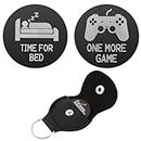 Amaxiu Novelty Decision Coins, One More Game or Time for Bed Funny Destiny Flip Coin Decision Maker Pocket Hug Token Leather Keychain Gift for Game Lovers(Black)