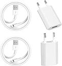 Chargeur Rapide iPhone 【Certifié MFi Apple】 2-Pack Chargeur USB et Câble Lightning de 1 m Adaptateur Secteur USB Universel Mural Chargeur Compatible avec iPhone 13/12/SE/11/X/XS/XR/8/7/7 Plus/6/iPad