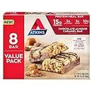Atkins Chocolate Almond Caramel Protein Meal Bar, High Fiber, 15g Protein, 1g Sugar, 3g Net Carbs, Meal Replacement, Keto Friendly, 8 Count