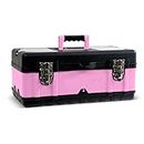 Pink Power Pink Tool Box for Women - 18" Small Metal & Plastic Portable Lightweight Pink Locking Empty Toolbox Chest - Craft Tote Storage Tool Case Organizer for Ladies Pink Tool Set Kit
