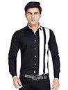 Gadgets Appliances Men's Imported Casual Color Blocked Slim Fit Long Sleeves Shirts (Black, Medium)