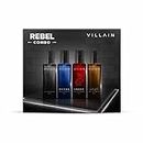 Villain Rebel Luxury Perfume Gift Set for Men 4x20 ml with Woody, Oud, Musk, Aqua Perfume | Luxury Long Lasting Fragrance | Men Fragrance Set | Perfume Combo Set For Men|EDP Perfume Combo