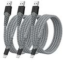 Boreguse iPhone Charger Lightning Cable 3 Pack 3FT, [Apple MFi Certified] for Apple Charger Cable USB to Lightning Cable Fast Charging, Nylon Braided iPhone Charger Cord
