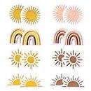 Kirako 16 Pcs Boho Sun Rainbow Iron on Patches for Clothing Cute Retro Bohemian Hippie Aesthetic Sew on Embroidered Applique Decorative Repair Patch DIY Craft Accessories for Backpack Hat Jacket Jeans