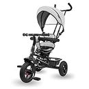 HyperMotion Kinderdreirad von 1 Jahr bis 20 kg, Kinderfahrräder, 1-4 Jahre, Kinderfahrrad mit Schiebelenker, Dreirad, Griff für Eltern, graues -Dreirad