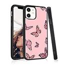 Pink Butterfly Pattern for iPhone 6 Plus/6s Plus Case Shockproof Anti-Scratch Protective Cover Soft TPU Hard Back Cute Animal Cell Phone Case iPhone 6 Plus/6s Plus for Boys Girls Teens Women