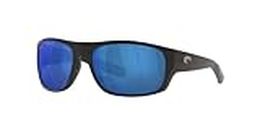 Costa Del Mar Men's Tico Polarized Rectangular Sunglasses, Matte Black/Blue Mirrored Polarized-580P, 60 mm