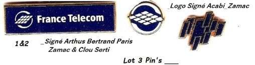 COMPUTER _France Telecom _LOGO Arthus Bertrand Paris + Acabi_ Lot of 3 Pin's