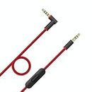 KAPON Beats Cord Replacement Audio Cable with in-line Microphone and Control for Beats by Dr Dre Headphones Solo Studio Pro Detox Wireless Mixr Executive Pill (Red/Black)