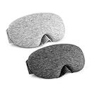 USOR 2 Packs Super Soft Cotton Eye Mask for Sleeping, 100% Light Blocking Blindfold for Side Sleeper Men Women Kids, Breathable Comfortable Eye Shade Covers with Adjustable Elastic Strap, Eye Blinder Built in No Pressure, Includes Pouch Earplugs Gifts