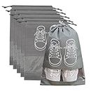 AYNKH 5 sacchetti grandi per scarpe, antipolvere, con coulisse, con fessura trasparente, portatili, impermeabili, per uso quotidiano e in viaggio, Grigio, Classico