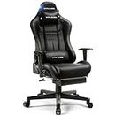 GTPLAYER Gaming Chair with Speakers Bluetooth, Ergonomic Office Desk Chair with Footrest & Lumbar Support, Height Adjustable Swivel Video Game Chair for Adults, 300lb Max, Black