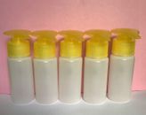 SALE! 20 x 50ml HDPE Plastic Cosmetic Bottles Yellow Lotion Pumps FREE POSTAGE