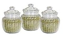 HOMIES, Set of 3, Glass Mason jar canister storage tank bottle with Push lid, 750ml