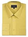 Ward St Men's Regular Fit Dress Shirts - Gold - 16-16.5" Neck, 32/33" Sleeve (L)