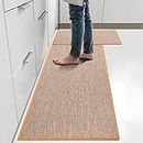 Jabykare 2 PCS Non Slip Absorbent Kitchen Floor Mat for Standing Front Sink - Non-Skid & Comfort Kitchen Rugs and Mats, Door Mat for Laundry, Kitchen (Caramel)