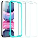 ESR For Iphone 11/Xr Tempered Glass, 2 Pack Screen Guards, Easy Installation Frame, Military-Grade Drop Protection, Ultra Tough Scratch Resistant, 33 Lb Screen Protector for Smartphone