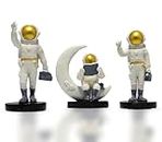 Mariner's Creation Set of 3 Astronaut showpiece for Home Decor and Gift Decorative Item Color White, Size -6x6x12.5 cm