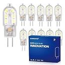 UCINNOVATE 10X G4 LED Light Bulbs, 2W (20W Equivalent) Replace Halogen Bulb, Non-Dimmable, Warm White, for Chandelier Home Lighting Lamp Decoration AC/DC 12V